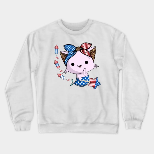 4th of July cat Crewneck Sweatshirt by Zedeldesign